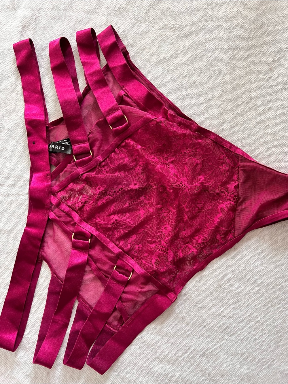 Fuchsia Strappy Lace Teddy panty